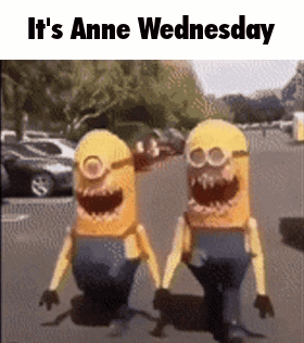 Minions Standing In Parking Lot GIF