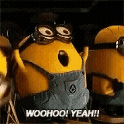 Minions Standing Together One With Goggles And Helmet GIF