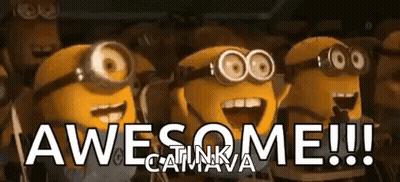 Minions Standing Together Saying Awesome GIF