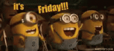Minions Standing Together Saying Friday GIF