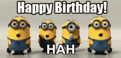 Minions Standing Together Saying Happy Birthday GIF