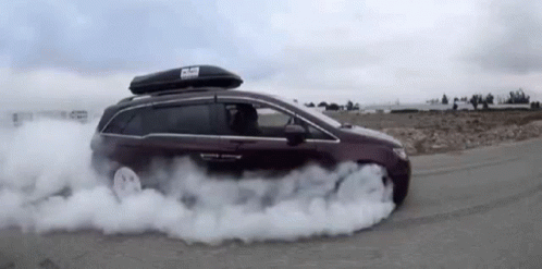 Minivan Drifting With Smoke GIF