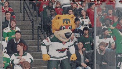Minnesota Wild Mascot At Hockey Game GIF