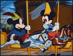 Minnie & Mickey Mouse Riding Carousel Cartoon Love GIF