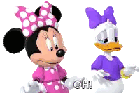 Minnie Mouse And Daisy Duck Standing Next To Each Other Sticker