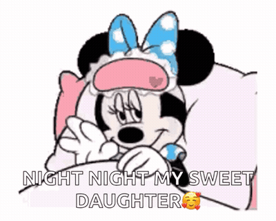 Minnie Mouse Covering Eyes Saying Night Night My Sweet Daughter GIF