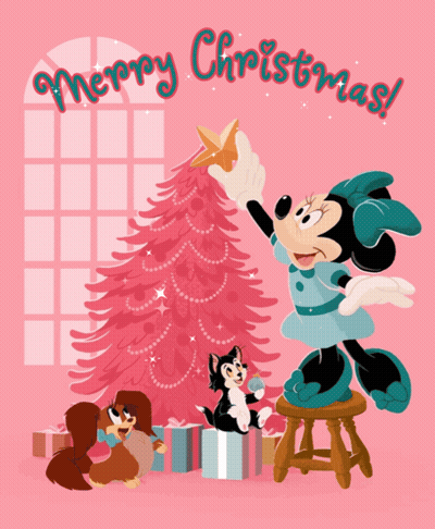 Minnie Mouse Decorating Christmas Tree GIF