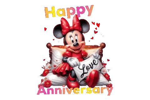 Minnie Mouse Holding Happy Anniversary Sign Sticker