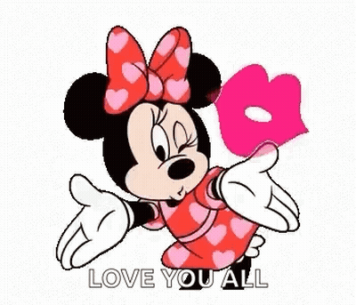 Minnie Mouse Holding Heart Saying Love You All GIF