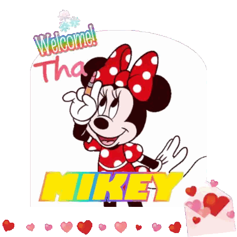 Minnie Mouse Holding Lipstick Saying Welcome Thank You Sticker