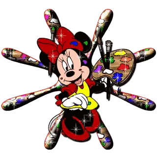 Minnie Mouse Holding Palette And Brushes Sticker