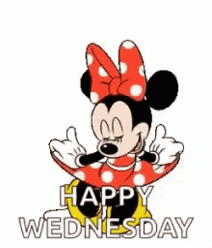 Minnie Mouse Is Giving A Thumbs Up And Saying `` Happy Wednesday '' . GIF