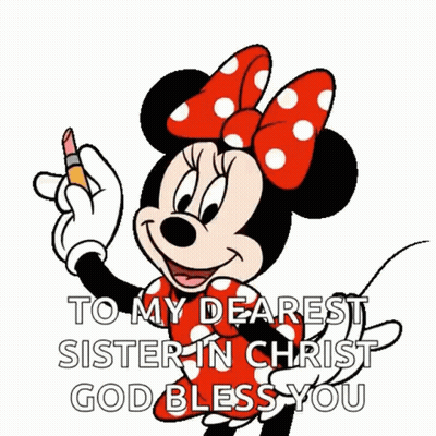 Minnie Mouse Is Holding A Lipstick In Her Hand And Saying `` Thank You '' . GIF
