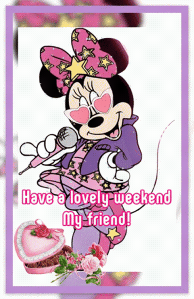 Minnie Mouse Singing Into Microphone Have A Lovely Weekend My Friend GIF