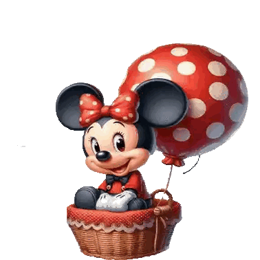 Minnie Mouse Sitting In Basket Holding Red Balloon Sticker