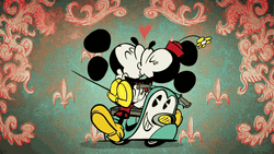 Minnie Mouse With Mickey Mouse On Triumph Scooter GIF