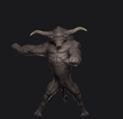 Minotaur Statue With Horns On Black Background GIF