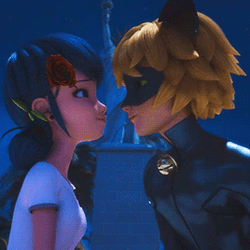 Miraculous Ladybug And Catnoir Kiss  GIF