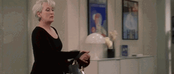 Miranda Priestly Here's My Bag And Coat GIF