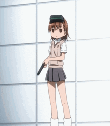 Misaka Mikoto Holding A Gun GIF