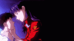 Misato Kissing Shinji Ikari Anime Couple GIF