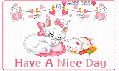 Miss Dee Wishes You A Nice Day With A Cartoon Cat GIF