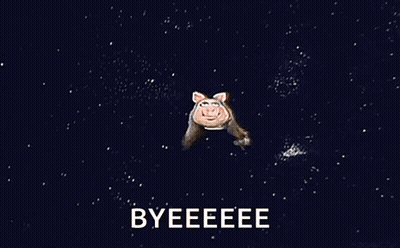 Miss Piggy From The Muppet Show Is Smiling And Saying `` Byeeeee '' . GIF