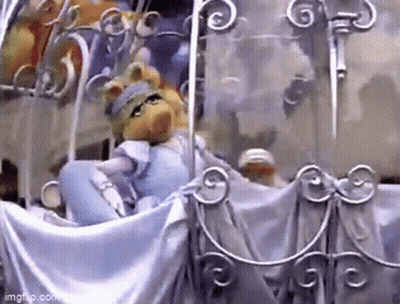 Miss Piggy Riding In Carriage With Cartoon Characters GIF