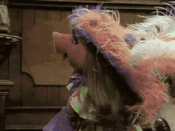 Miss Piggy Wearing Huge Hat GIF