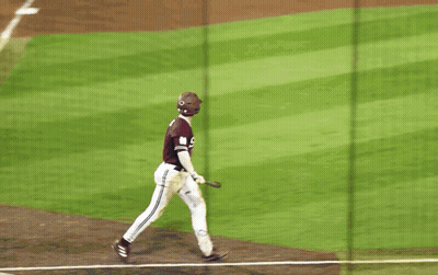 Mississippi State Baseball Player In Maroon Jersey GIF