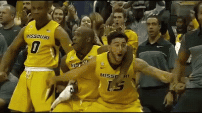 Missouri Basketball Players Celebrating Win GIF