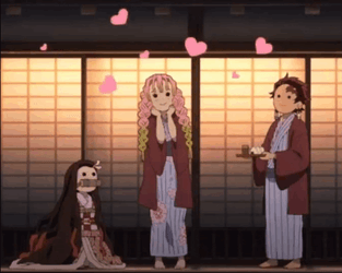 Mitsuri Demon Slayer Pink Heart Shower GIF