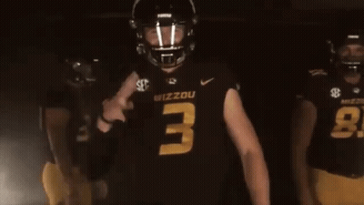 Mizzou Football Player In Black Jersey Number 3 GIF