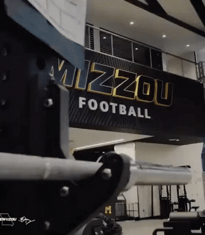 Mizzou Football Sign Hangs From Ceiling GIF