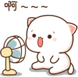 Mochi Cat Peach She Was Hot She Went To The Fan And She Have Flu Now She Dont Sticker GIF