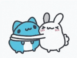 Mochi Hugging Cute Blue Sticker