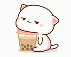 Mochi Peach Cat Boba Tea GIF