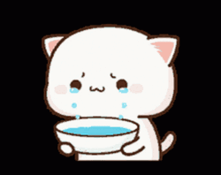 Mochi Peach Cat Cry In Bowl GIF
