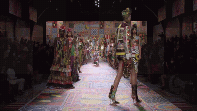 Model Walking Runway At Fashion Show GIF