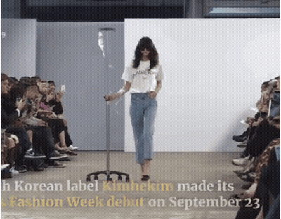 Model Walks Runway At Korean Label Kimhekim Fashion Week GIF