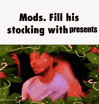 Mods Fill His Stocking With Presents Meme Man In Christmas Tree GIF