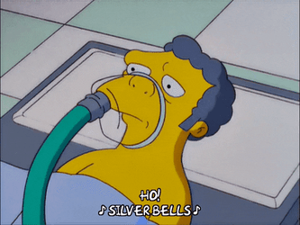 Moe Simpson Wearing Oxygen Gas Mask GIF