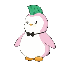 Mohawk Penguin Holding Heart Sticker