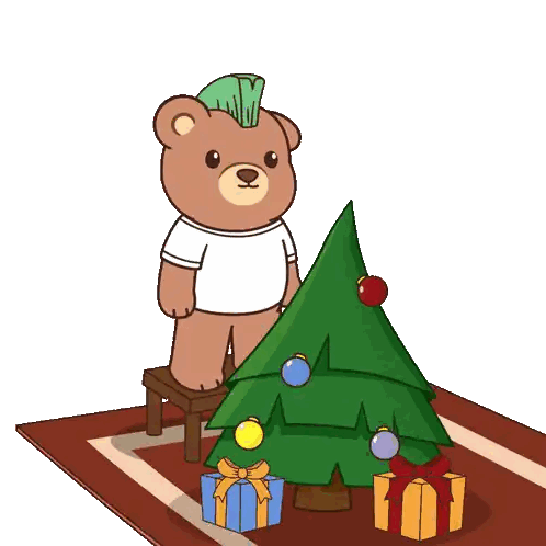 Mohawk Teddy Bear Decorating Tree Sticker