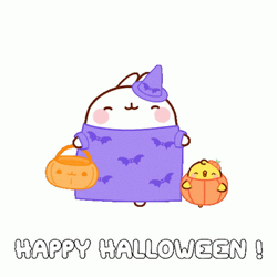 Molang And Piu Piu Celebrating Halloween GIF