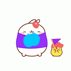 Molang And Piu Piu Cheering GIF