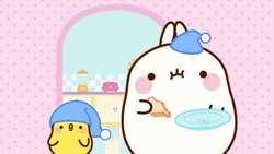 Molang And Piu Piu Eating Sandwich GIF