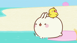 Molang And Piu Piu Swimming GIF