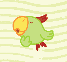 Molang Flapping Flying Green Bird Whistle  GIF