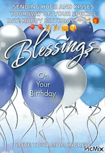 Mom Sending Hugs And Kisses Happy Birthday GIF